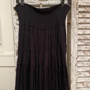 Vintage Free People Ruffled Tiered Skirt w Shirred Waist